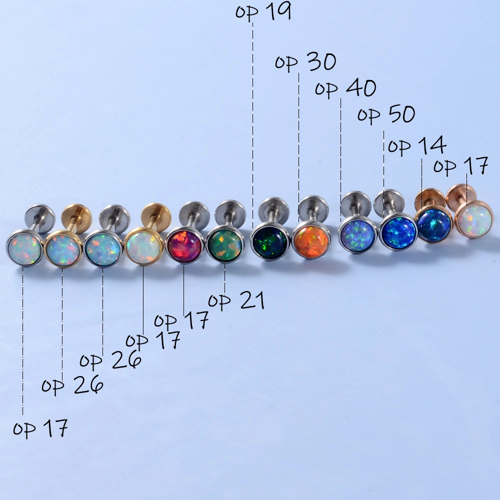 Piercing Jewelry 1Pcs 16g Internal Thread Opal Stone Labret Monroe Lip Stud Ring Opal Ear Cartilage Tragus Helix Earring Piercing Body Jewelry