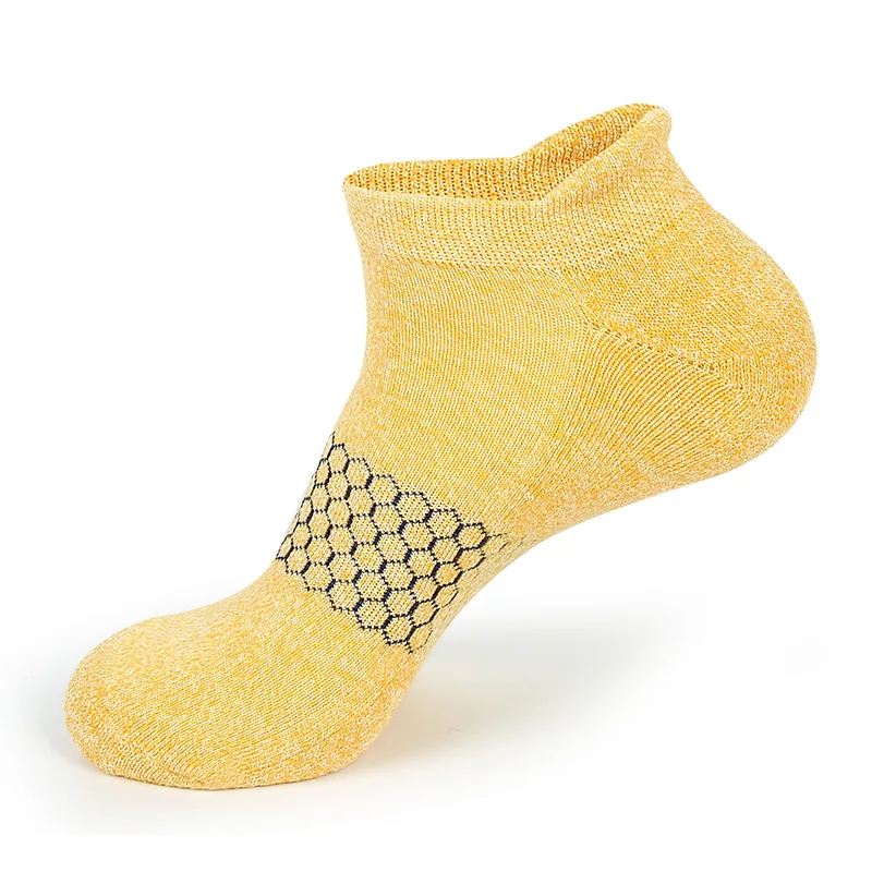 yellow calcetines ciclismo Мужские с глубоким вырезом спортивные носки хлопковые Компрессионные носки для бега профессиональные беговые баскетбольные велосипедные носки Походные спортивные носки - Цвет: yellow