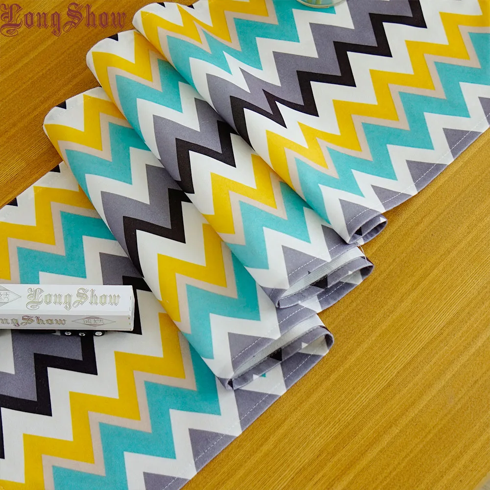 

LongShow Newest Elegant 33x140cm Soft Colorful Waves Printed Plushed Cloth Table Runner