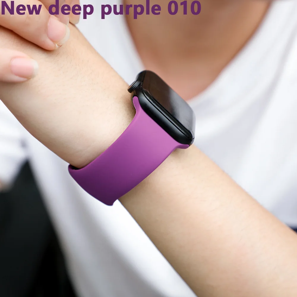 New deep purple 010 Ремешок для apple watch Correa iwatch 42 мм 38 мм 40 мм Браслет Силиконовый ремешок для часов аксессуары 4 3 2 1 apple watch 5 ремешок 44 мм - Цвет ремешка: New deep purple 010