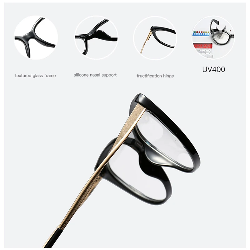 Cat Eyeglasses Women's Frame Half Metal Clear Lens Ladies Glasses Transparent Black Retro Optical Reading Prescription GlasseNX