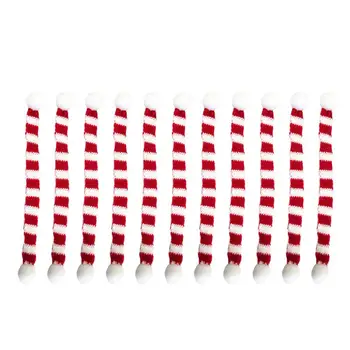

12pcs Mini Christmas Scarf Red White Stripes Red Wine Bottle Knitting Scarf Doll Bottle Cover Xmas Party Ornament Decorations