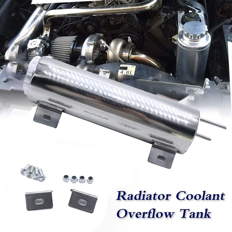 3x10 Inch 32 Oz Stainless Steel Polished Radiator Overflow Tank Bottle