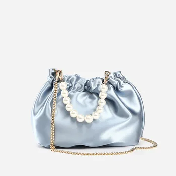 

New Personality Beaded Hand Bag Silk Sense Fold Chain Shoulder Bag designer bags famous brand women bags 2020