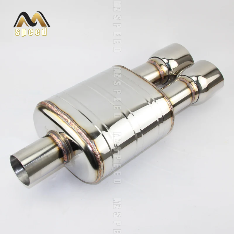 Car Accessories 304 stainless steel exhaust pipe muffler, universal 51mm -76mm pipe, double output 89mm output tail pipe