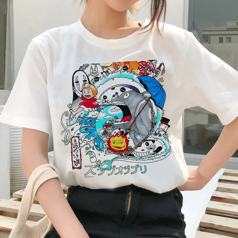 Totoro Spirit Out Футболка Studio Ghibli Femme японский мультфильм Аниме женская футболка Миядзаки Хаяо одежда женская кавайная