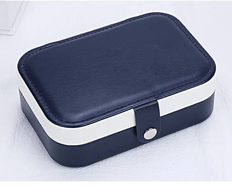 Double Jewelry Storage Box Korean Princess Earring Flannel Jewelry Box Multi-function Portable Case for Jewelry Gift Box - Цвет: Синий