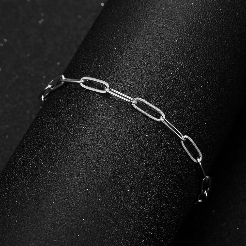 

4mm Men Chain Bracelet Stainless Steel Paperclip Link Chain Bracelet for Men Women Punk Wrist Jewelry Braslet 2021 Dropshipping