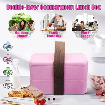

Microwave Double Layer Lunch Box Heating Freshness Food Storage Bento Box Portable Container Box Student Office Worker Picnic