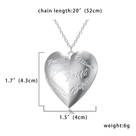Color Love Heart Locket Pendants for Women Men Openable Photo Frame Glossy Family Pet Picture Necklace Family Love Gift