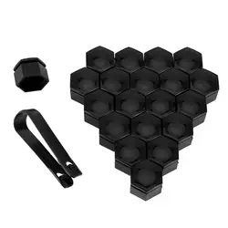 Car Wheel Nut Protection Covers - 20 Pcs Anti - Rust Decorative Caps - 22mm (Black)
