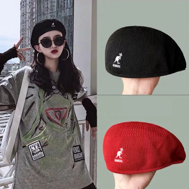 beret hat male 2021 New Handmade Exquisite Kangaroo Woven Men and Women Mesh Beret Cap British Retro Ladies Casual Hat Foldable Hat mens army beret