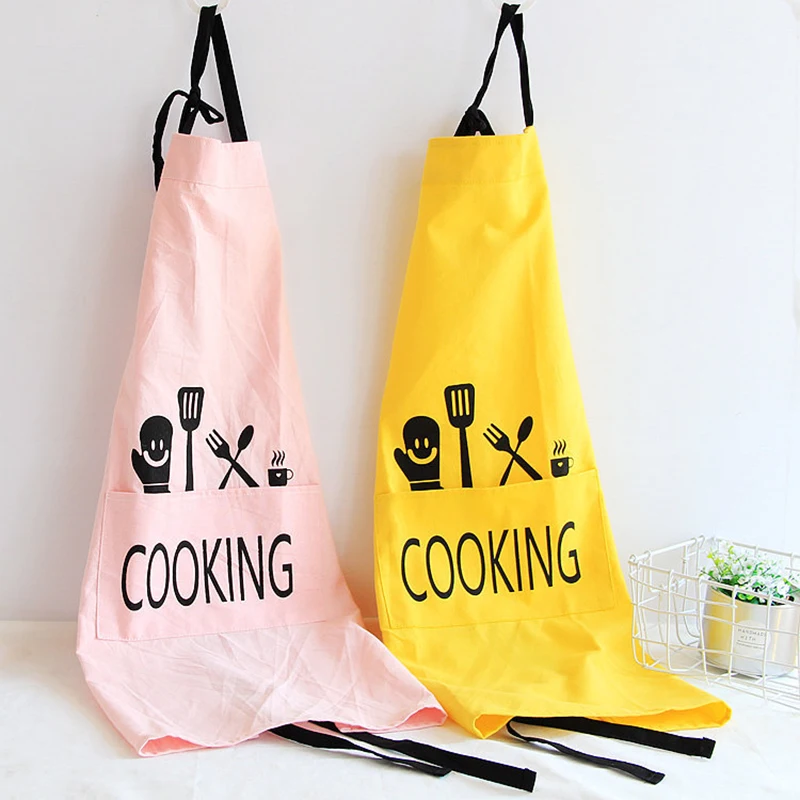 1PC Brief Polyester Cotton Women Apron For Kitchen Baking Cooking Apron Black Grey Women Man Sleeveless Cooking Aprons