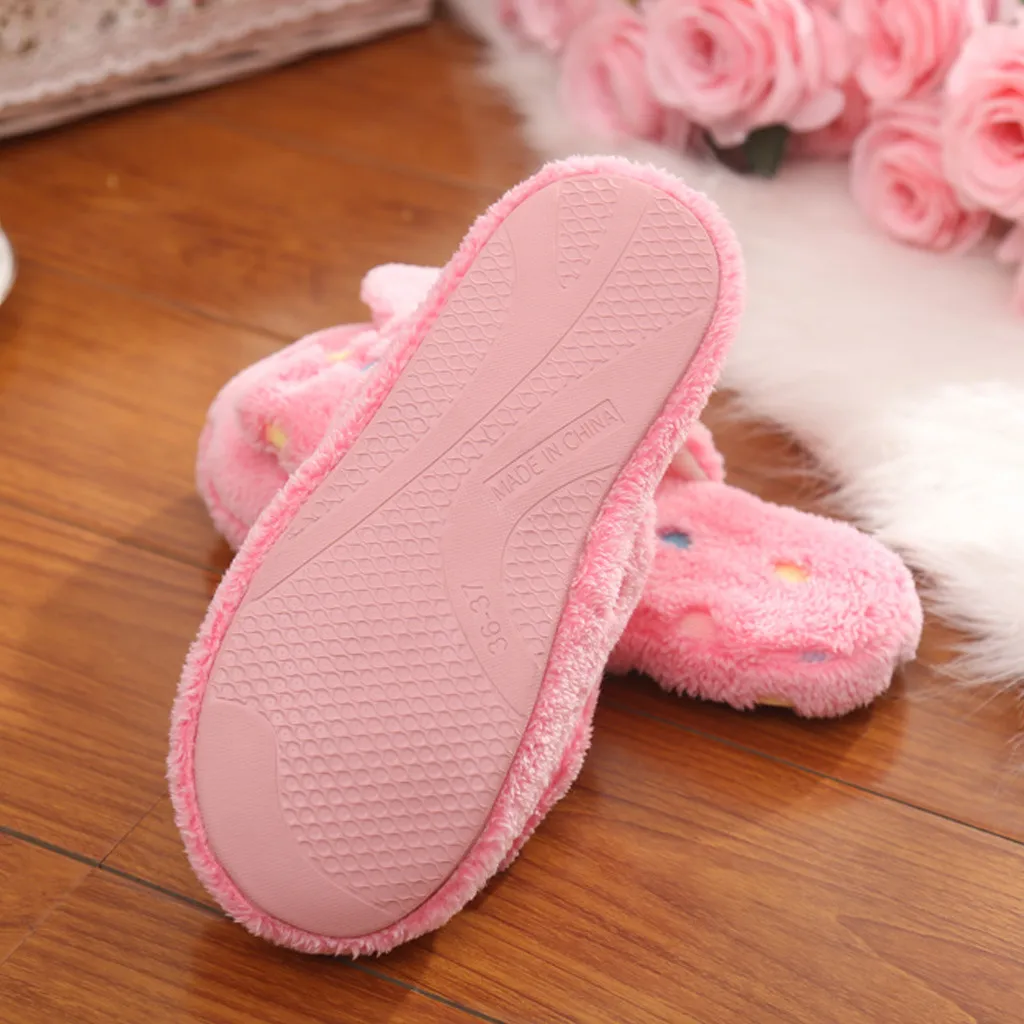 Warm Cute Bow Autumn Winter Woman Slippers Home Wear