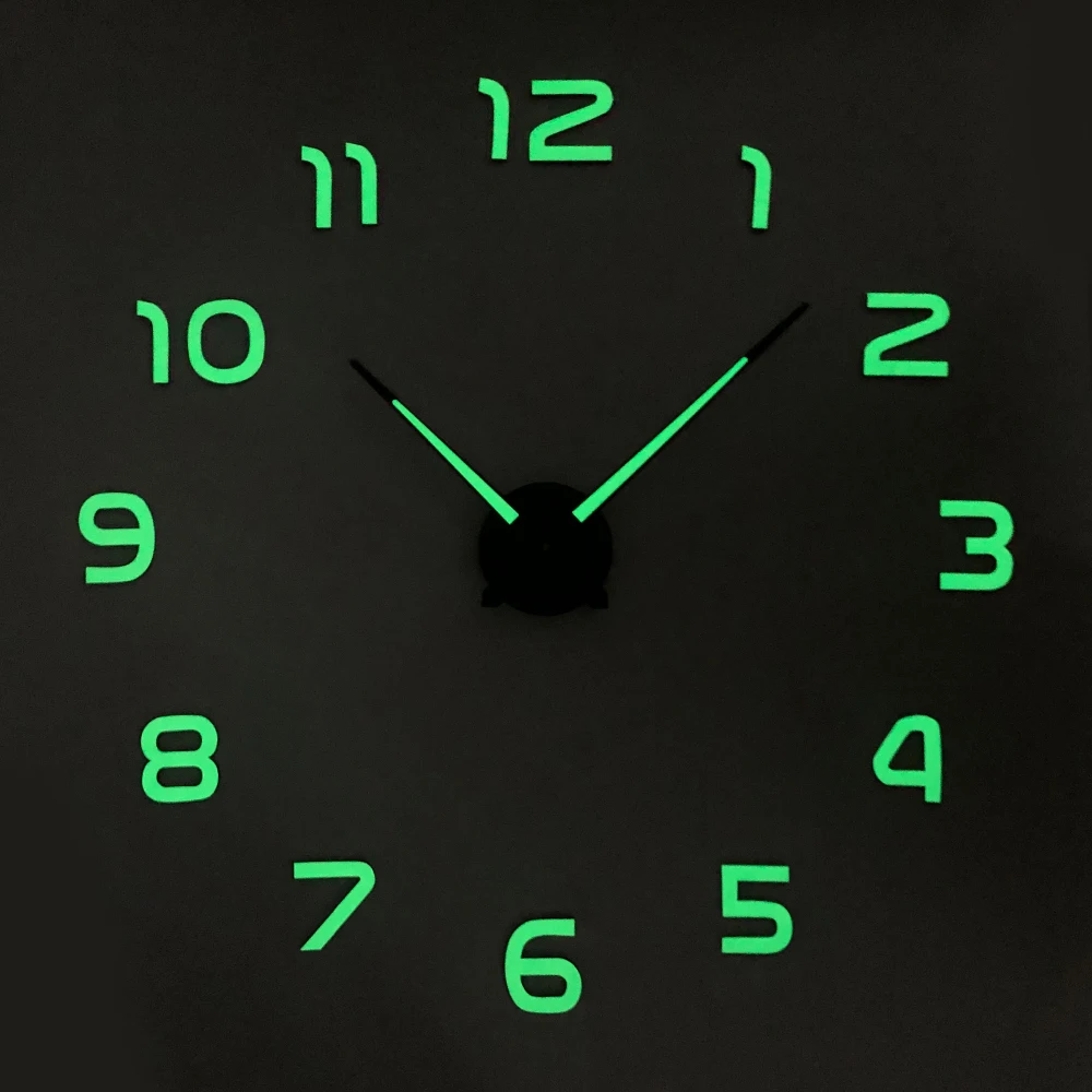 Mirror Sticker Clocks Wall-Watch Home-Decor Luminous Modern-Design Acrylic Large DIY