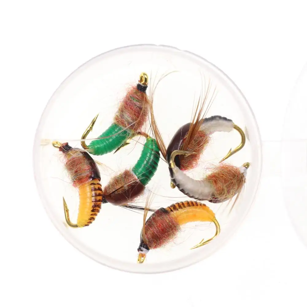 6Pcs//Set Nymph Scud Fly for Trout Fishing Nymphing Artificial Insect Bait Lure