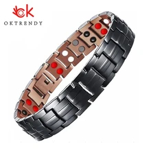 Чистая медь мужской браслет на предплечье энергии германий магнитные браслеты для мужчин артрит цепи звено браслет lotes de regalos