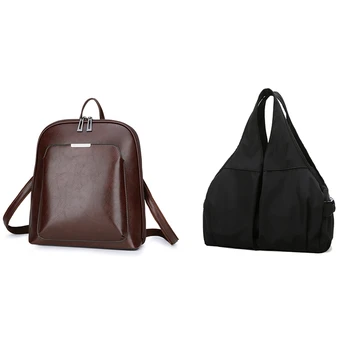 

Backpack Female Leather Women's Backpack Large Capacity School Bag & Yoga Mat Bag Fitness Bag Travel Bag Ladies Sports