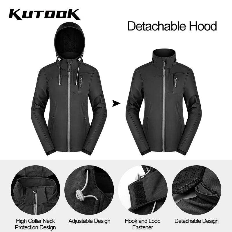 Women Winter Cycling Jacket Waterproof Outdoor Sports Hiking Climbing Coat Windproof Thermal Soft Shell HC303