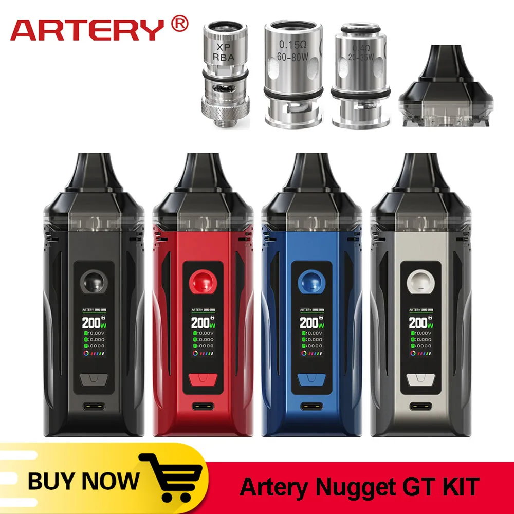 Оригинальный картридж Artery Nugget GT Vape Pod Mod 200 Вт 8 мл 0 96 дюйма экран RBA испаритель