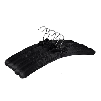 

17 Inch Large Satin Padded Hangers,Silk Hangers for Wedding Dress Clothes,Coats,Suits,Blouse (Black,5 Pack)