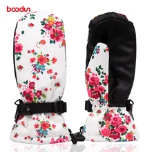 Boodun женские лыжные перчатки для катания на лыжах из искусственной кожи мотоциклетные водонепроницаемые лыжные перчатки зимние теплые толстые водонепроницаемая перчатка перчатки для сноуборда