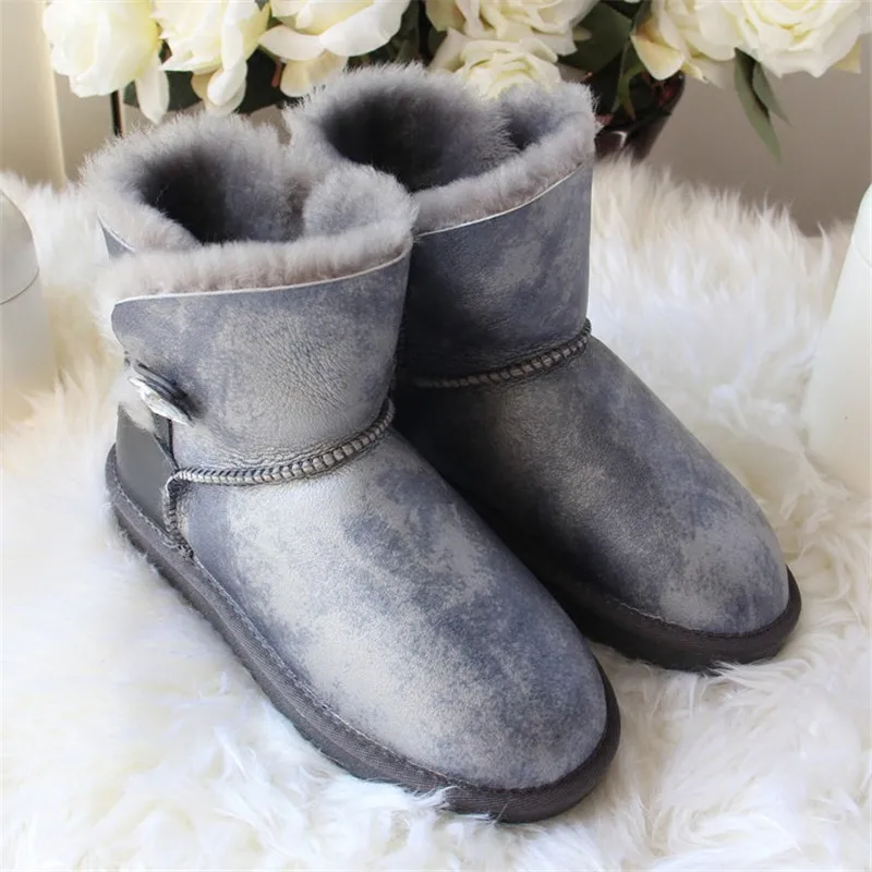 

Cheap New Arrival 2019 Sheepskin Leather Woman Snow Boots 100% Natural Fur Snow Boots Warm Wool Women's Winter Boots