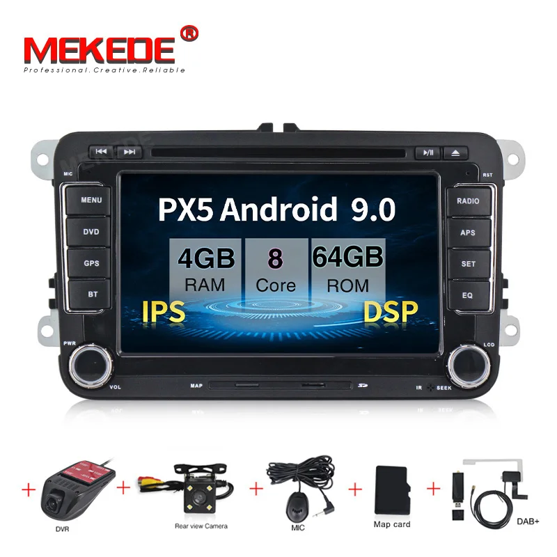 Автомобильный dvd плеер MEKEDE Android 9 0 4 + 64 ГБ IPS DSP для гольфа golf 5 6 SEAT touran passat B6 caddy transporter