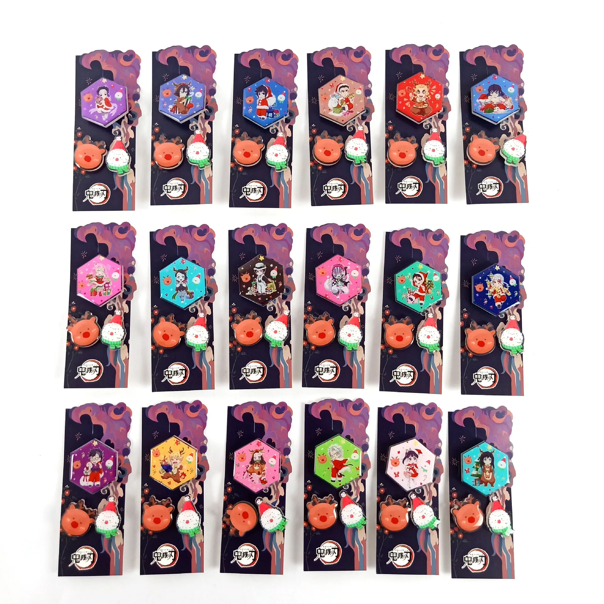 20Pcs/Lot Anime Brooch Pins Kamado Tanjirou Cosplay Prop Brooch for Lapel Bag Jewelry Gift