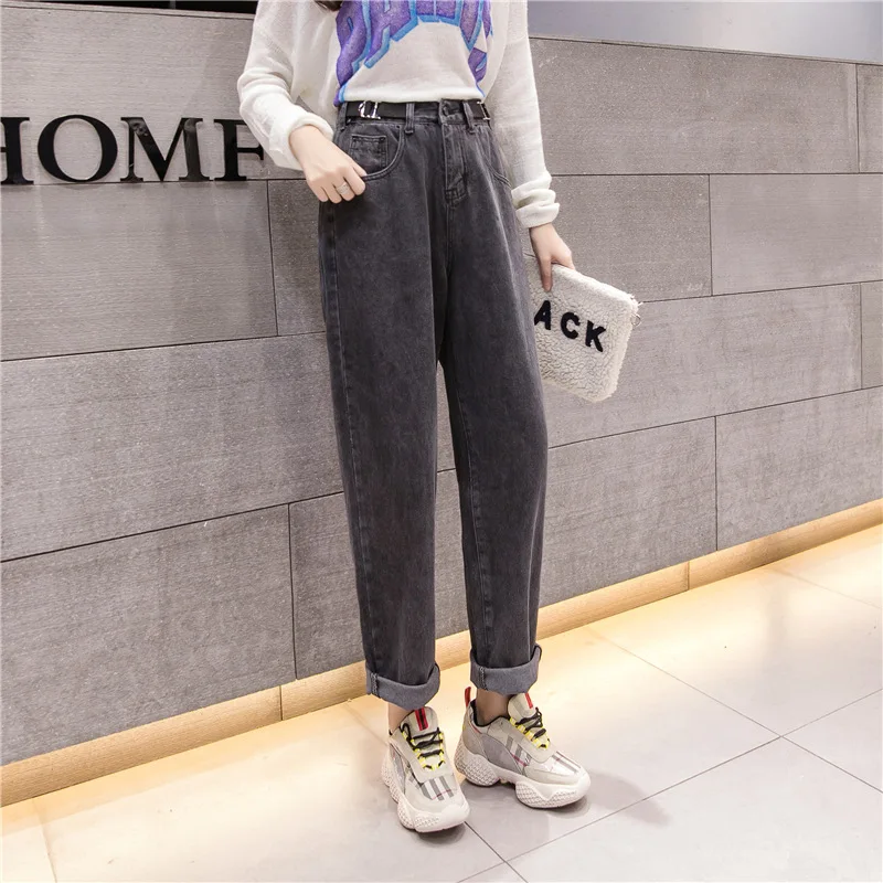 Корейский стиль, женские узкие джинсовые брюки, джинсы с высокой талией, женские повседневные винтажные джинсы, джинсы бойфренда для мамы, светло-голубые уличные