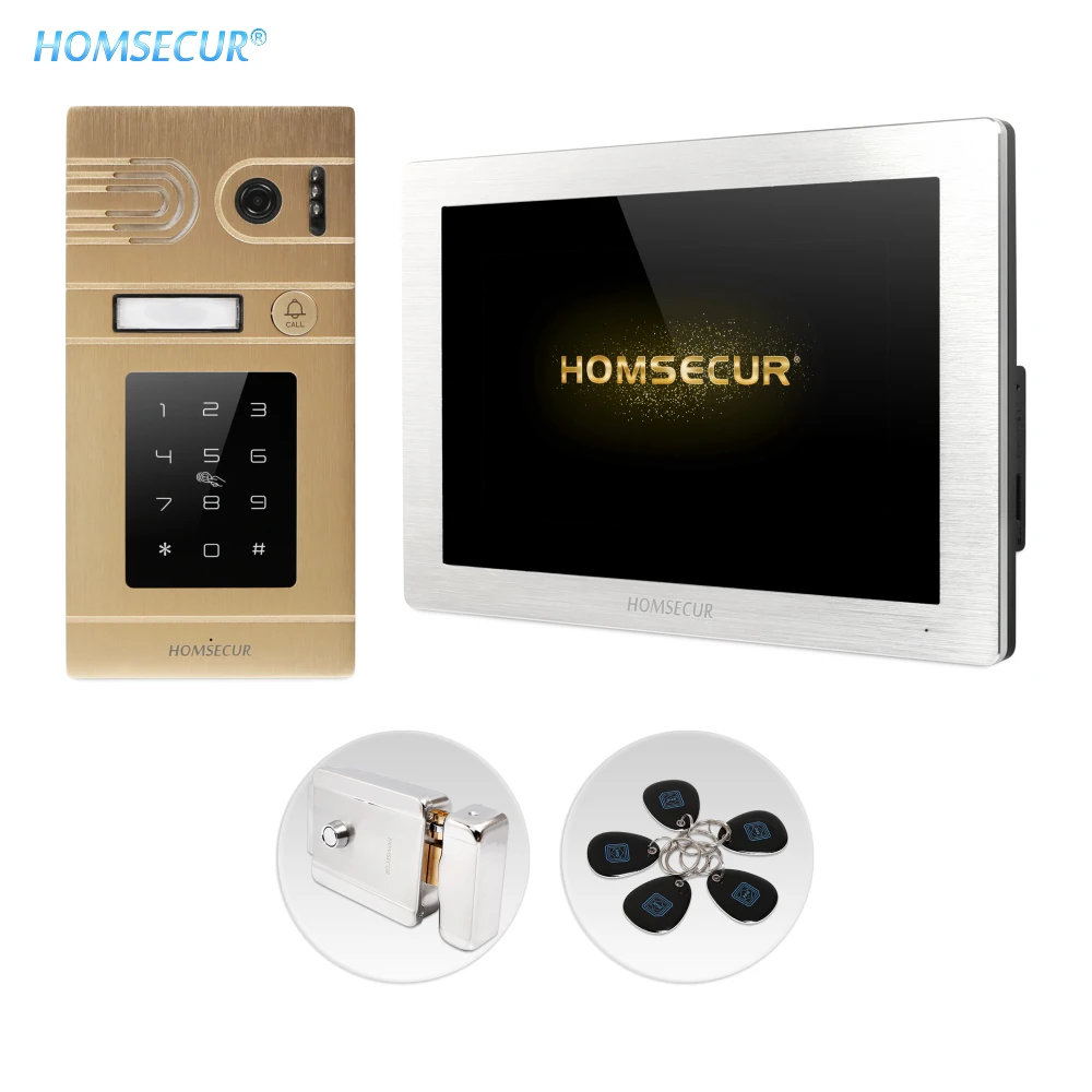 HOMSECUR 4 провода 7 "видеодомофон система вызова с паролем IC брелок разблокировка