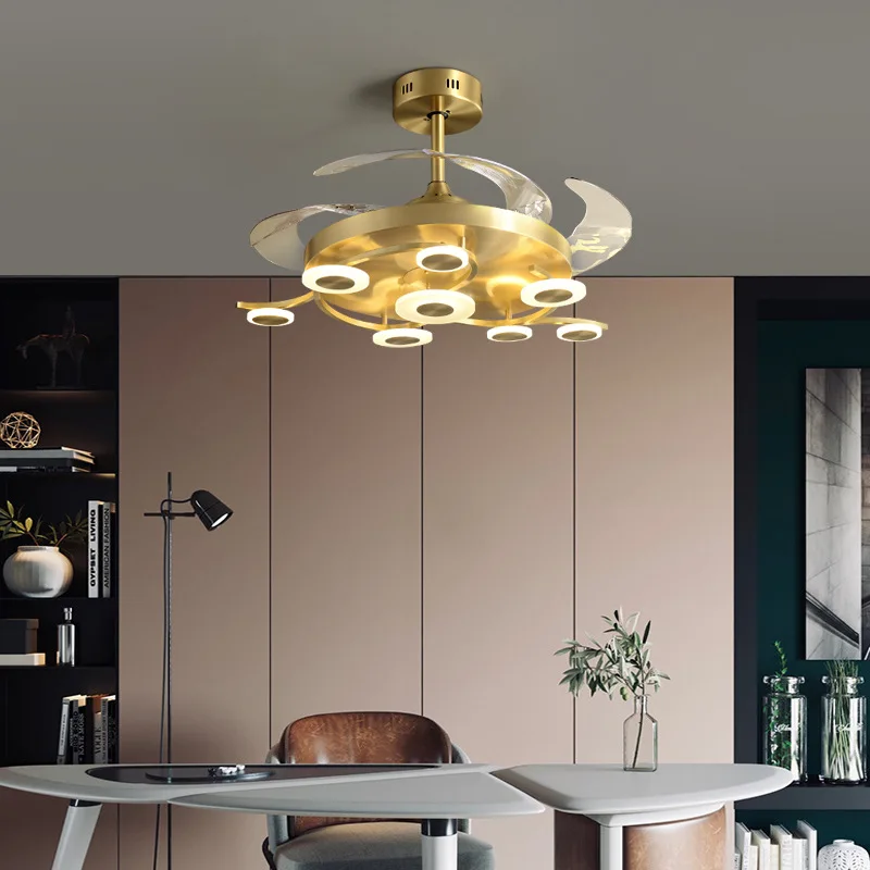 besøgende Kontrovers gavnlig All Copper American Light Luxury Crystal Living Room Chandelier Invisible  Fan Lamp Led Dining Room Bedroom Lamp Fan Chandelier - Ceiling Fans -  AliExpress