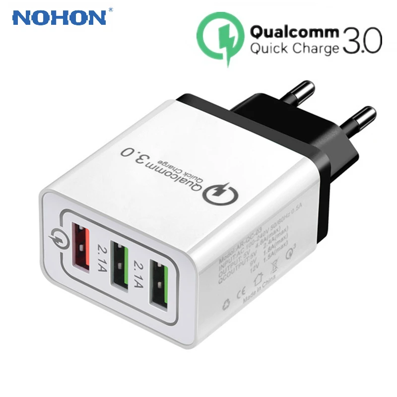 NOHON 3 порта Быстрая зарядка 0 USB зарядное устройство для iPhone Samsung QC3.0 QC США ЕС мульти