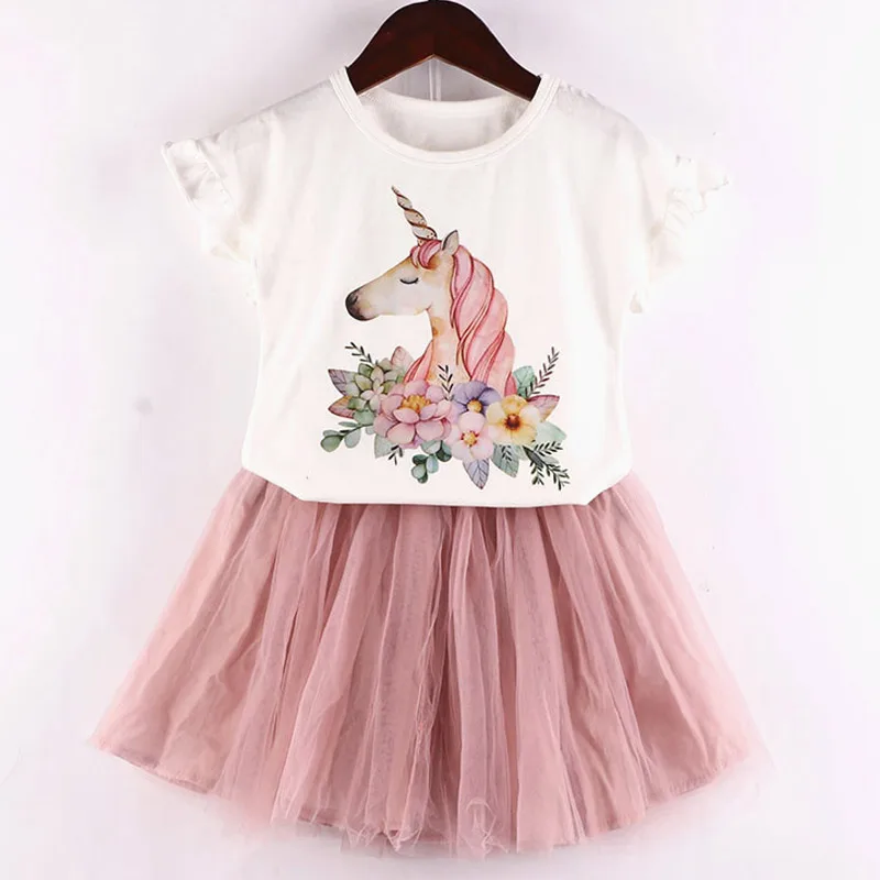 Платье для девочек, новинка года, Летние Стильные Детские платья принцессы, детская одежда красного цвета, с короткими рукавами, с принтом животных, дизайнерская одежда для девочек - Цвет: AX1022pink