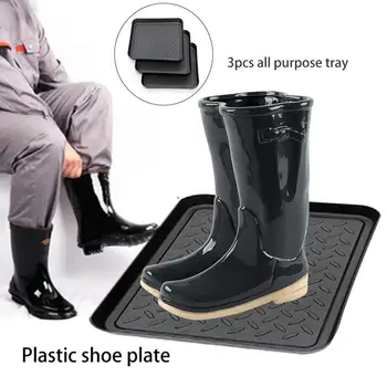 

3pcs Multi-Purpose Pet Feeding Tray Boot Tray Drying Mat Plastic Pet Feeding Tray Seed Holder Garden Tool