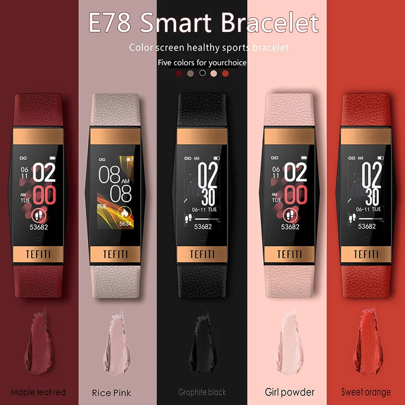 

E78 smart watch waterproof sports heart rate monitor blood pressure function Female Physiological Reminder