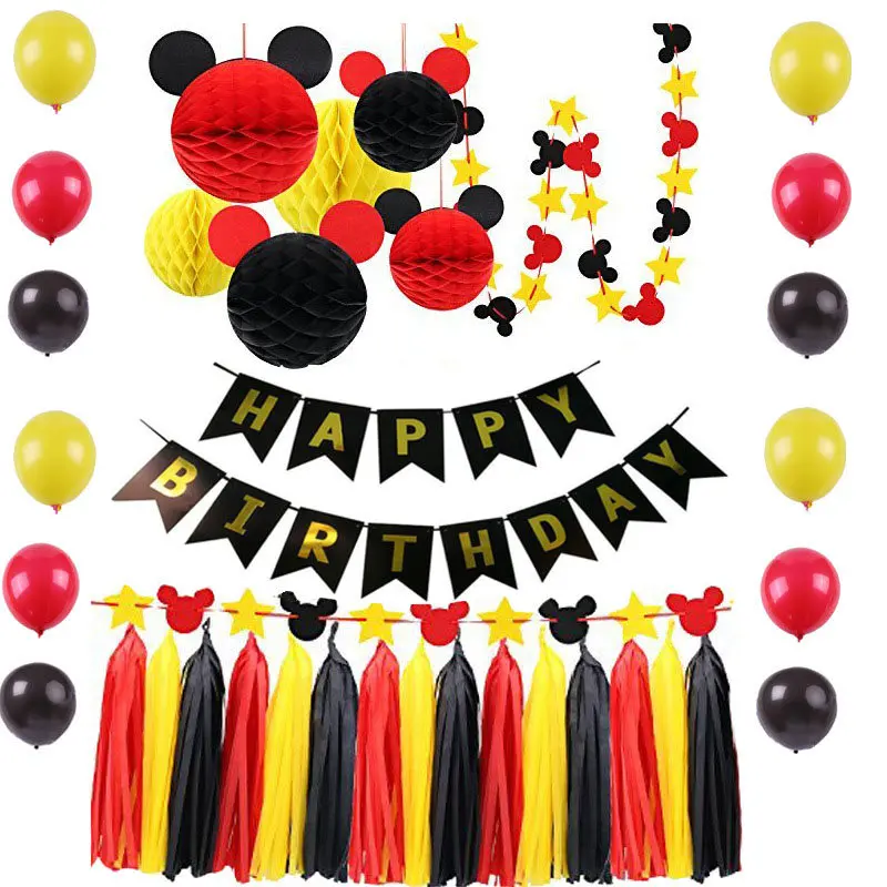 

36pcs New Mickey Mouse Birthday DIY Party Decorations Set Kids Boys Balloons Banner Mickey Party Decor Boy Favors