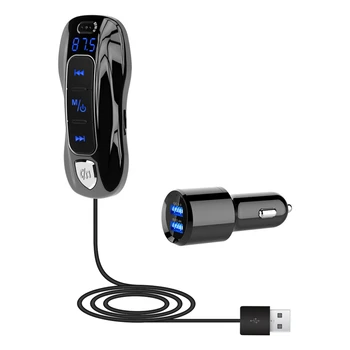 

Car Bluetooth 5.0 ,Wireless FM Transmitter,with Dual USB, QC3.0 Output, Support USB and TF Card MP3 Player Car Charger