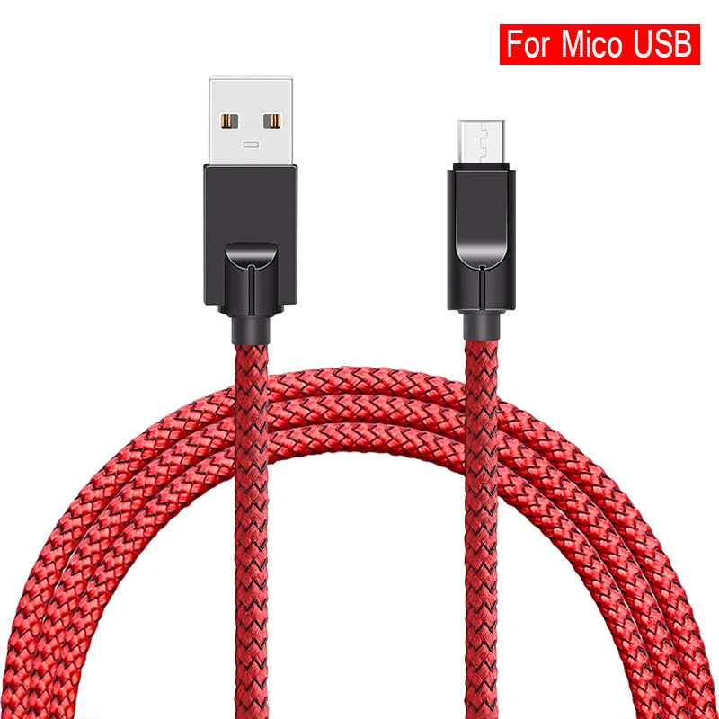 2.5A Быстрая зарядка строка данных для Mico USB быстрая зарядка мобильного телефона Android кабели нейлон передачи данных USB шнур - Цвет: Красный