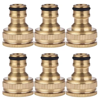 

Brass Tap Connector 6 Pcs Brass Hose Tap Connector 1/2 Inch and 3/4 Inch for Home Garden Faucet Accessories