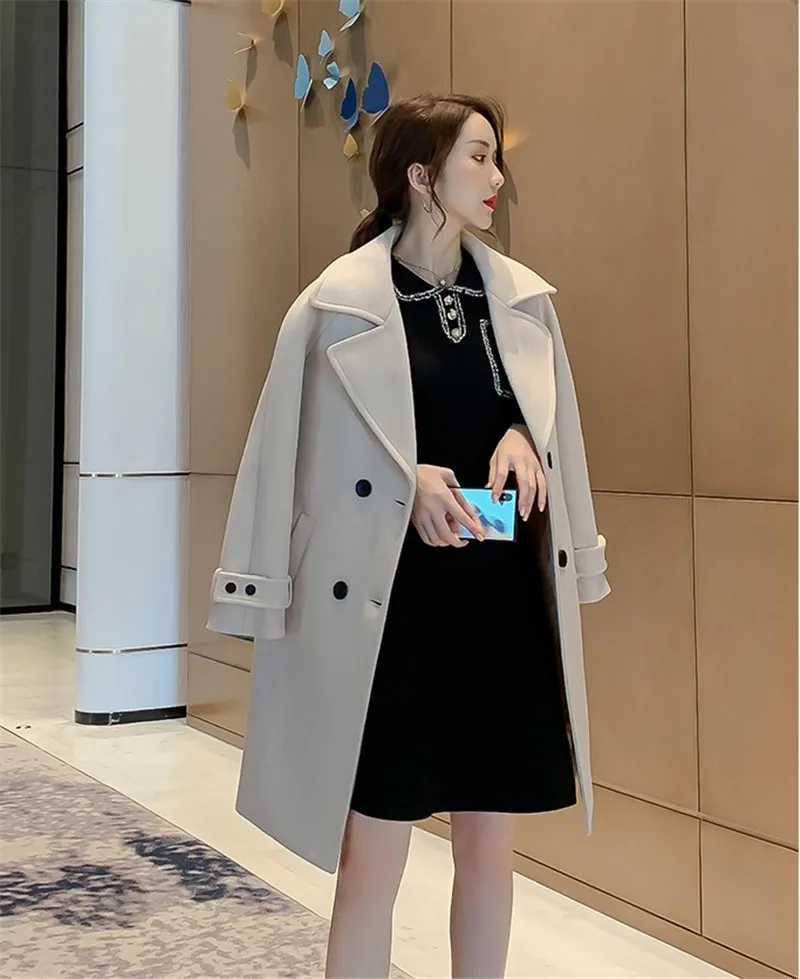 Nova Moda Longo Fino Casaco de Lã