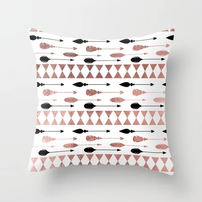 Cute Rose Gold Arrow Cartoon Print Cushion Cover Polyester Decorative for Sofa Seat Soft Throw Pillow Case 45x45cm Home | Дом и сад