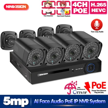 

H.265+ 4CH CCTV System 5MP POE NVR Kit Face Detection Outdoor Waterproof IP66 Security 5MP POE IP Camera Video Surveillance set