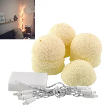 

10 Cotton Ball Lights LED String Light Decor Ball Cotton Party Ivory White