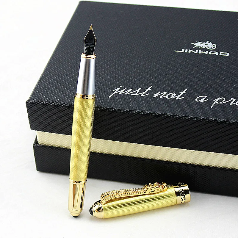 1 X передовая перьевая ручка Jinhao с золотыми резными волнистыми линиями клипса