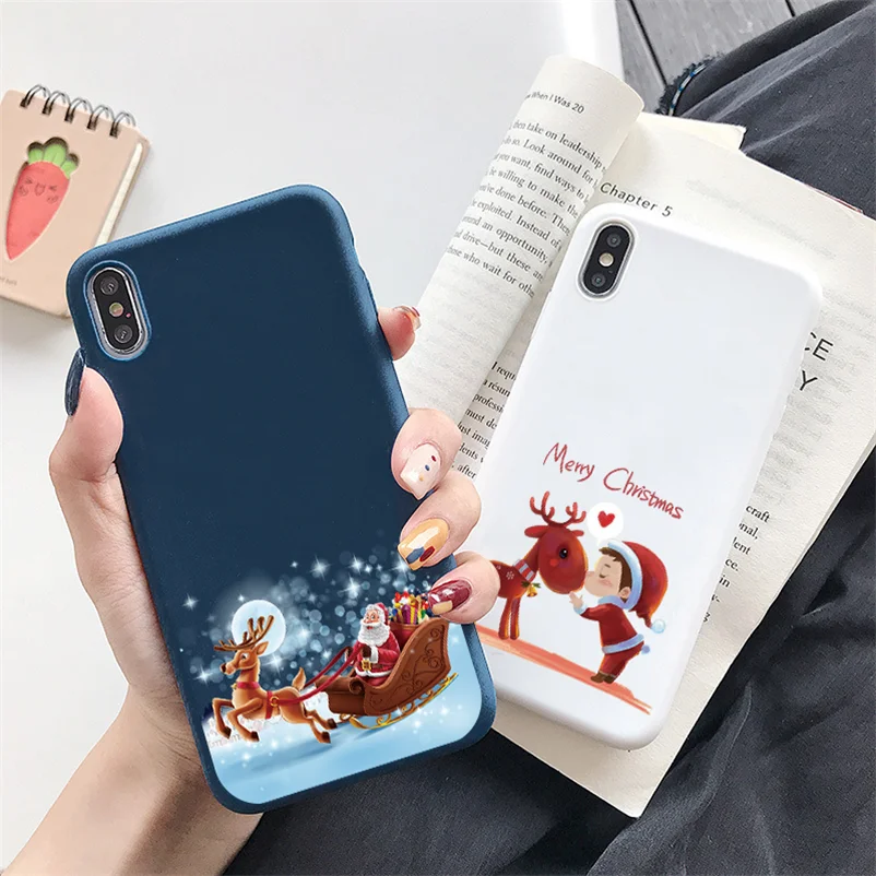 

TPU Matte Christmas Case For Xiaomi Redmi K20 Note 7 5A 5 6 Pro 7A S2 5 Plus Mi A3 A1 A2 6X 8 Lite 9 SE 9T F1 CC9 CC9e Elk Cover