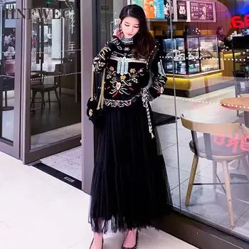 

2019 Autumn Winter Wool Hot Folk-custom Embroidered Sweater Loose O-Neck Pullover For Girl Woman S968