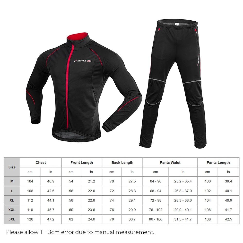 

Men's Cycling Clothing Set Winter Fleece Thermal Windproof Cycling Jacket Bike Bicycle Coat + Active Sport Pants ropa ciclismo