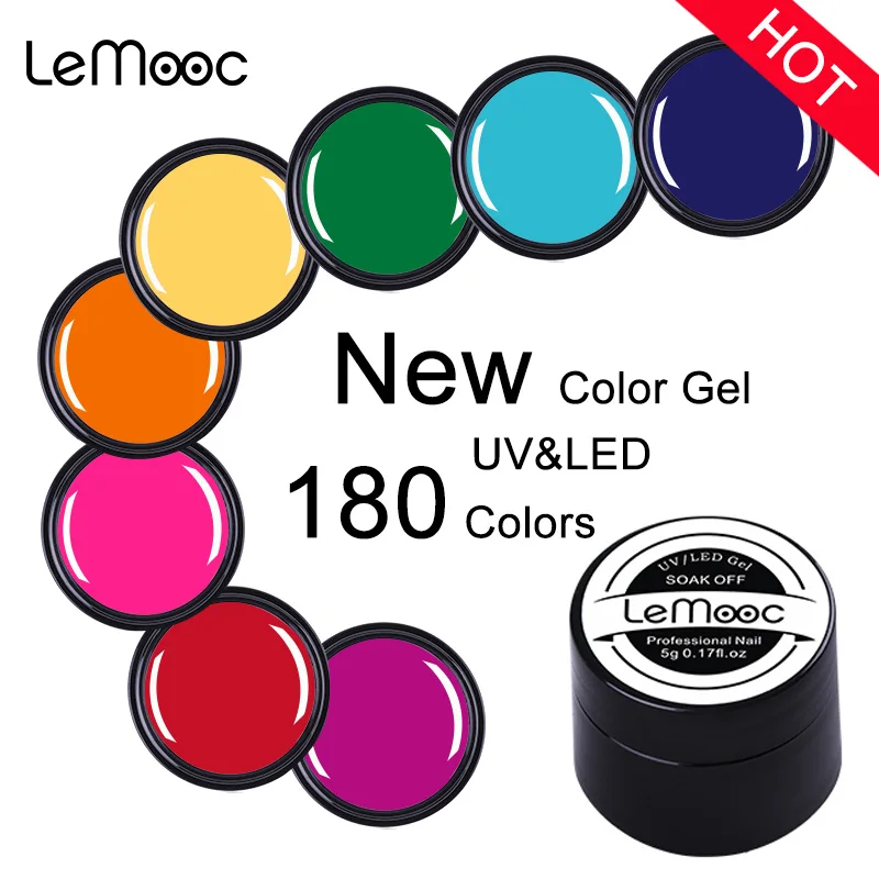 

LEMOOC 180 Color Gel Paint Ink Nail Art LED Design UV LED Soak Off UV Glitter Rainbow Painting Gel Nail Polish Lacquer Varnish