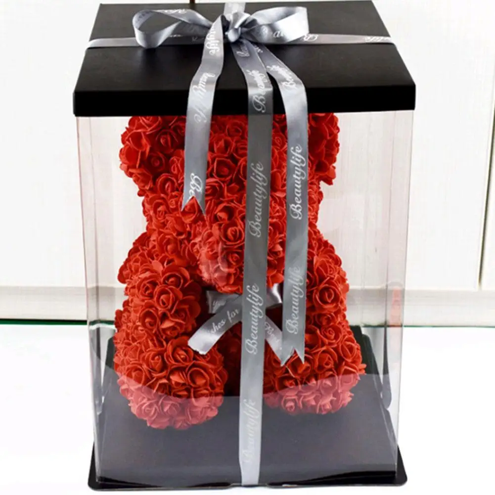 

25CM Teddy Bear Artificial Flower Rose Bear For Valentine's Day Girlfriend's Gift Wedding Decorative Christmas Gifts 30E